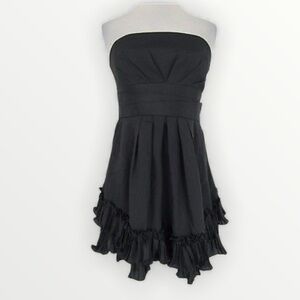BCBGeneration Black Asymmetrical‎ Ruffled Strapless Dress Y2K